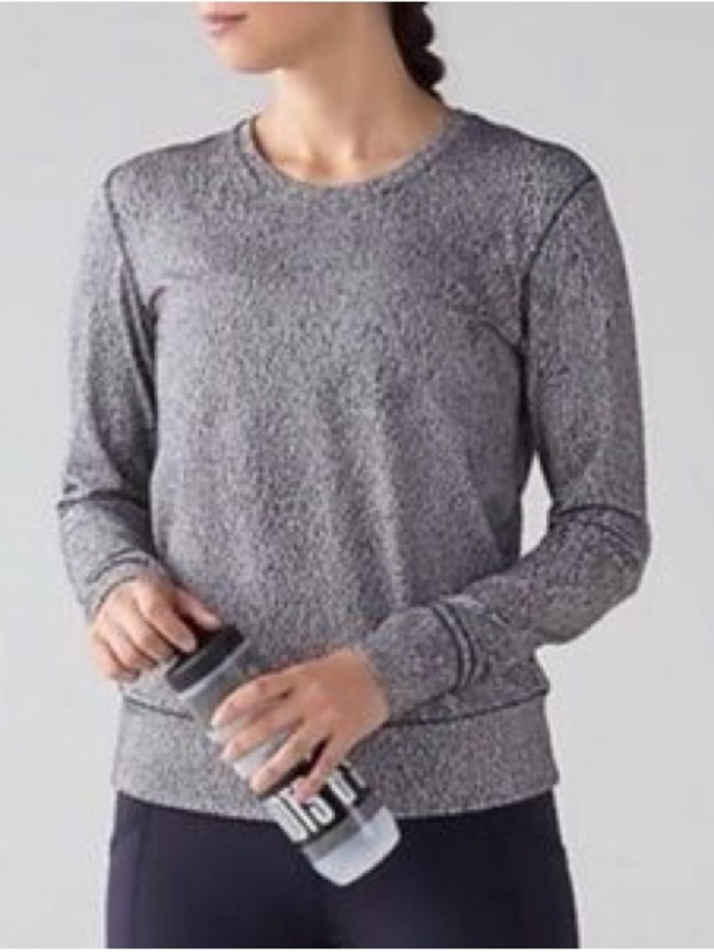 Women’s Grey Heather Long-Sleeve Crew Sweater